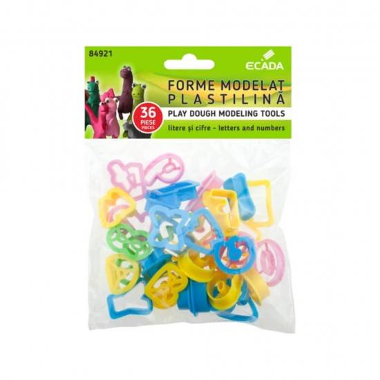 Forme Modelat Plastilina din Litere si Cifre ECADA, 36 Forme Diferite, 3.5 cm, Plastic, Diverse Culori, Forme pentru Modelarea Plastilinei, Forme pentru Plastilina, Forme Modelat Plastilina Cifre, Forme Modelat Plastilina Litere