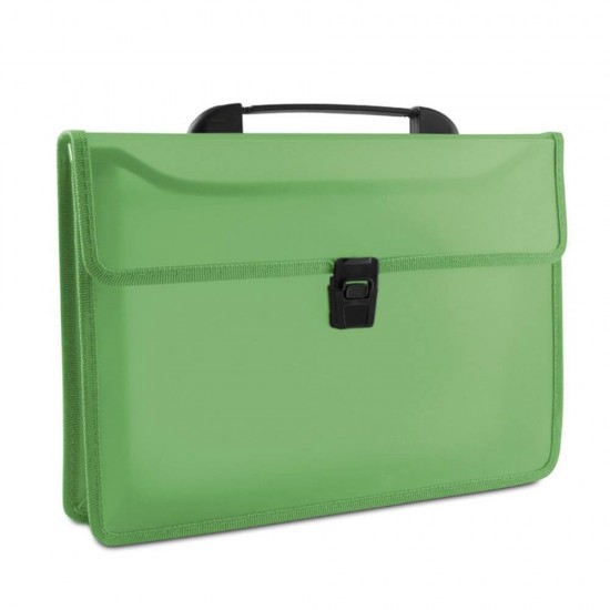 Servieta din Plastic A4 Expandabila cu 2 Compartimente, Capacitate 300 Coli, 340x260x35 mm, Culoare Verde Transparent, Serviete din Plastic DONAU, Serviete cu Compartimente, Serviete Plastic pentru Documente, Serviete cu Clips de Inchidere