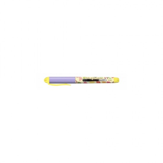 Stilou Ecada Fete Iubarete, Corp Galben/Mov, Penita Iridium de tip F, Corp din Plastic, Stilou Ecada, Stilou Scolar Ecada, Stilouri Ecada cu Rezerva Standard, Stilouri Ecada cu Rezerva, Stilouri pentru Elevi, Stilou Plastic Ecada