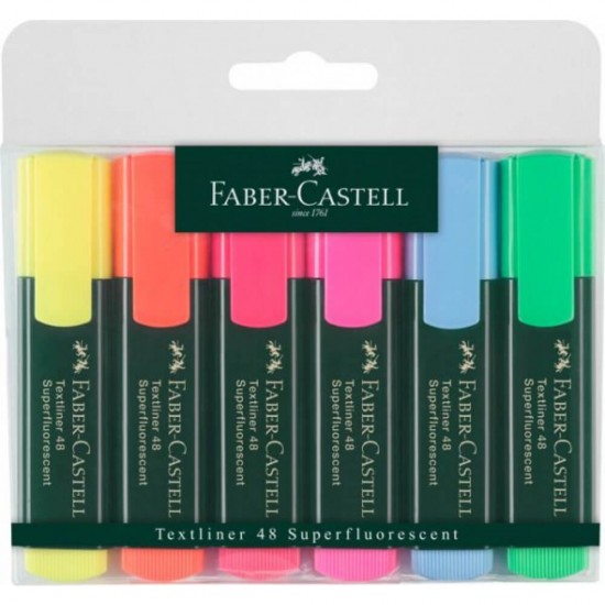 Set 6 Textmarkere 1548 Faber-Castell, Culori Diverse, Evidentiator Faber-Castell, Evidentiator 1548, Evidentiatoare Faber-Castell, Markere Faber-Castell, Markere Permanente, Markere Faber-Castell Permanente, Marker de Scris