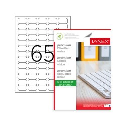 Etichete Autoadezive A4 Tanex, 65/Coala, Colturi Rotunde, 100 Coli/Top, 38.1x21.2 mm, Etichete Adezive, Etichete A4, Etichete Autoadezive in Coala, Hartie Autocolanta A4, Hartie Autoadeziva, Etichete Drepte Autoadezive, Coli de Etichete Autoadezive