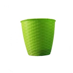 Ghiveci Sterk, Model Ratan, Plastic, 15.5x15 cm, Separator Inclus, Verde, Ghiveci Model Ratan, Ghiveci Ratan Verde, Ghiveci Ratan Colorat, Ghiveci 15 cm, Ghiveci cu Separator de Apa, Ghiveci de Plastic, Ghiveci pentru Flori, Ghiveci Rotund
