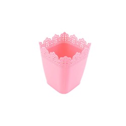 Ghiveci Dantelat Sterk, 1L, Roz, 11.5x11x14.5 cm, Plastic, Ghiveci, Ghiveci Dantelat, Ghiveci Flori, Ghiveci Pentru Flori, Ghiveci Color, Ghiveci Interior, Ghiveci Plastic, Ghiveci Cu Model Dantelat, Ghiveci Interior Flori
