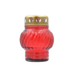 Candela de Sticla Rosie cu Capac Auriu, 10 Ore, Candela cu Capac, Candela Rosie, Candela de Sticla cu Capac, Candele cu Capac, Candele Rosii, Candele de Sticla cu Capac, Lumanare Candela, Lumanari Candele, Lumanari Neparfumate