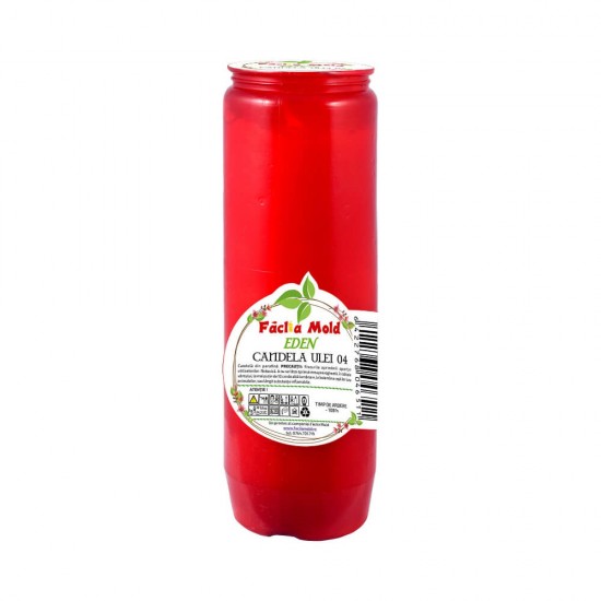Candela Faclia Mold Eden 04, Timp de Ardere 108 h, Ulei si Parafina, Plastic, Candela Plastic, Candela din Plastic, Candela Eden, Candela Eden Faclia, Candela cu Ulei Natural, Candela Eden Faclia, Candela cu Ulei Faclia