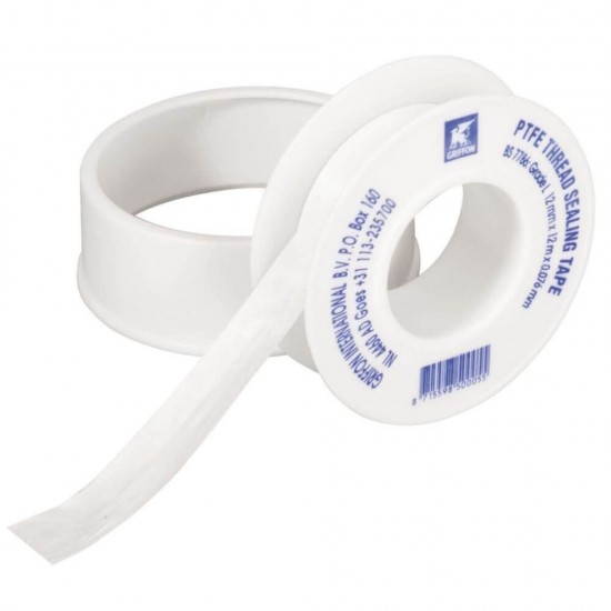 Banda Teflon Griffon, 12m x 12mm x 0.076mm, PTFE, Alb, Banda de Etansare din PTFE, Banda de Teflon PTFE, Benzi de Teflon, Benzi de Etansare Imbinari Filetate, Banda Etansare Instalatii Sanitare, Banda Teflon pentru Fitinguri Conducte