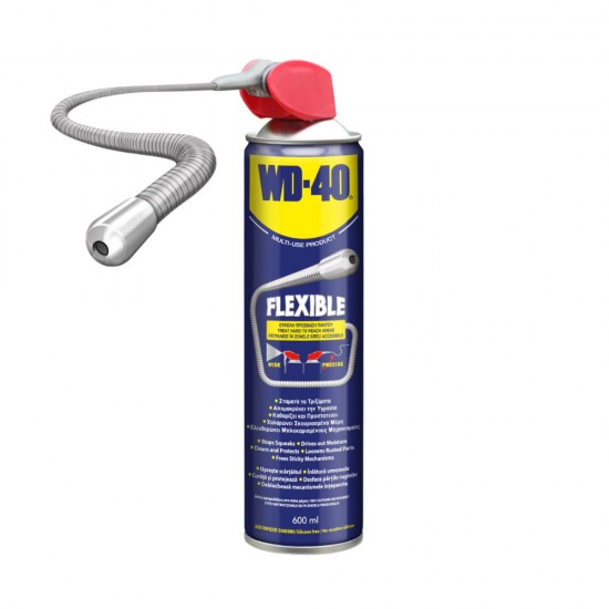 Lubrifiant Multifunctional WD-40 Flexible, 600ml, Doua Modalitati de Pulverizare, Aplicator Flexibil, Spray Lubrifiant, Spray Lubrifiant Universal, Spray Lubrifiant Multifunctional, Spray pentru Lubrifiere, Spray de Lubrifiere Multifunctional