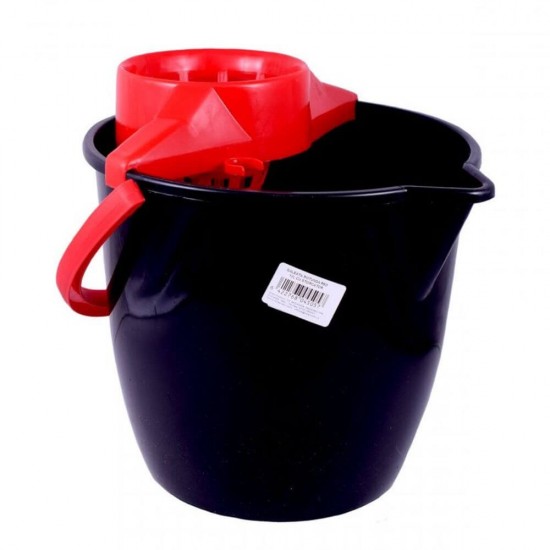 Galeata cu Storcator Misavan, 12 L, Rotunda, Negru cu Rosu, Galeata Misavan, Galeata Neagra cu Storcator Rosu, Galeata de Menaj, Galeata Menaj, Galeata pentru Menaj, Galeata pentru Mop, Galeata Mop, Galeata de Mop