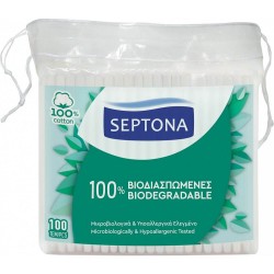 Betisoare Urechi Septona, 100 Buc/Set, Biodegradabile, Bumbac Natural, Culoare Alba, Betisoare pentru Urechi, Betisoare Igiena Urechi, Betisoare din Bumbac pentru Urechi, Betisoare Igienice