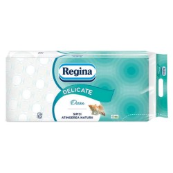 Hartie Igienica Regina Deluxe Ocean Fresh, 3 Straturi, 10 Role/Bax, 135 Foi/Rola, Latime 96 cm, Hartie cu Aroma Fresh, Hartie Igienica Parfumata, Hartie Igienica la Bax, Hartie Igienica Volare, Hartie Igienica cu Parfum Fresh