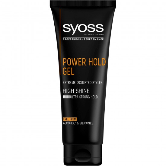 Gel de Par SYOSS Power Hold Extreme, 250 ml, Ultra Strong Hold, Confera Stralucire Parului, Gel pentru Par, Gel Coafare Par, Gel de Par pentru Barbati, Gel de Par Fixator, Gel de Par cu Efect de Fixare, Gel Fixator pentru Par