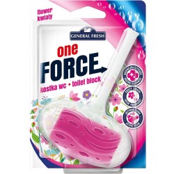 Odorizant WC GENERAL FRESH One Force Flower, 40 g, Bile Odorizante Toaleta, Odorizant Toaleta, Odorizant Anticalcar pentru WC, Odorizant pentru Toaleta cu Suport, Bile Odorizante WC, Odorizant Dezinfectant pentru WC