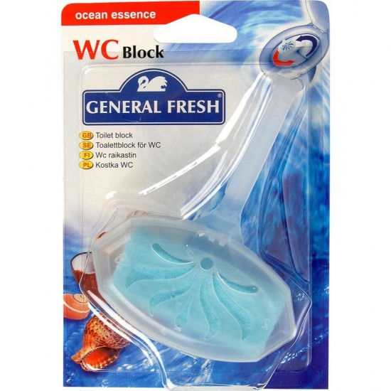 Odorizant WC GENERAL FRESH One Force Sea, 40 g, Bile Odorizante Toaleta, Odorizant Toaleta, Odorizant Anticalcar pentru WC, Odorizant pentru Toaleta cu Suport, Bile Odorizante WC, Odorizant Dezinfectant pentru WC