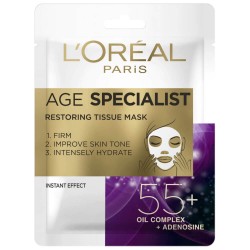 Masca Textila pentru Fata L'OREAL Paris Age Expert 55+, 30g, Masca pentru Fata, Masca Textila, Maca Textila pentru Fata, Masca Textila Femei, Masca Textila pentru Femei, Masca L'OREAL, Masca pentru Fata L'OREAL, Masca pentru Fata Anti-Age