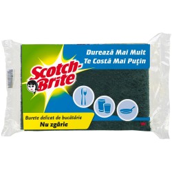 Burete SCOTCH BRITE Delicat, Spuma Poliuretanica si Fibra Abraziva, Bureti Vase Scotch-Brite, Bureti Curatare Vase, Bureti cu Canelura, Bureti de Vase, Bureti cu Canelura pentru Vase, Bureti pentru Spalat Vasele