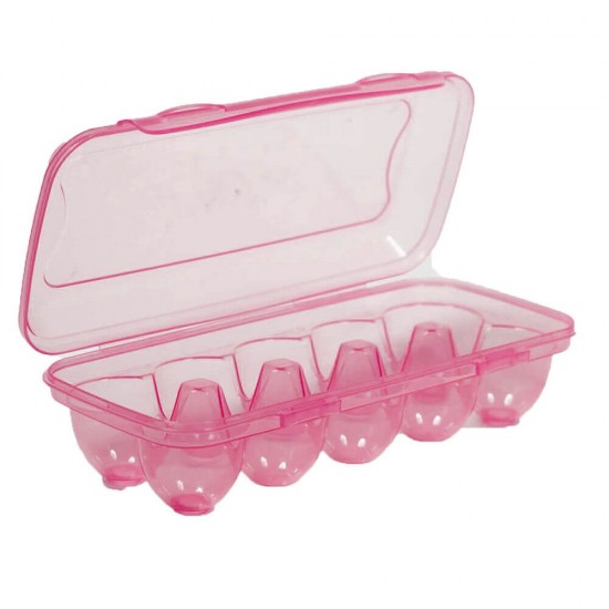 Cofraj Oua AGORA PLAST, 26x11x8 cm, 10 Oua, Roz Transparent, Cofrag Oua, Suport Oua, Cofraje Oua, Cofraje din Plastic pentru Oua, Suport Plastic pentru Oua, Caserole pentru Oua, Cutie Plastic Depozitare Oua