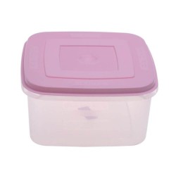 Cutie Alimente Bella, 2L, 16.5x16.5x9.5 cm, Capac Roz, Caserole Depozitare Alimente, Caserole Alimentare cu Capace din Plastic, Caserole din Plastic cu Capac, Caserola cu Capac, Cutii din Plastic pentru Depozitare si Pastrare Alimente