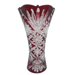 Vaza Mica de Sticla, 20 cm, Rosu Rubin, Model Floral, Vaze Mici de Sticla, Vaze si Boluri Decorative, Vaze Decorative pentru Flori, Vaza Decorativa Flori, Articole Decorative pentru Casa, Vaza din Sticla cu Model