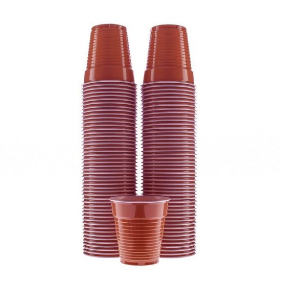 Pahare Plastic Unica Folosinta, 166 ml, 100 Buc/Set, Culoare Maro, Pahare din Plastic Tonomate, Pahare Maro de Unica Folosinta, Pahar pentru Tonomatele de Cafea, Pahare pentru Tonomatul de Cafea, Vesela de Unica Folosinta, Pahare din Plastic la Set
