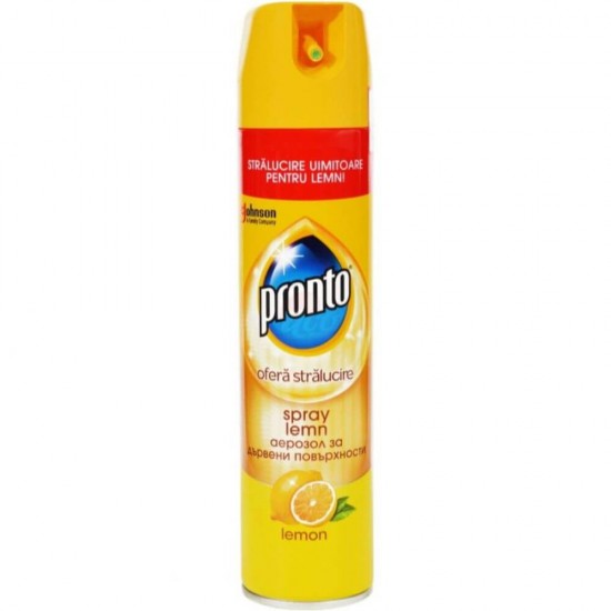 Spray Curatare Mobila Pronto, 300 ml, cu Lamaie, Spray Curatare Mobila cu Lamaie, Spray pentru Indepartarea Prafului, Solutie cu Pulverizator pentru Mobila, Solutie Spray Ingrijire si Curatare Lemn, Solutii de Curatat Pronto, Spray pentru Mobilier