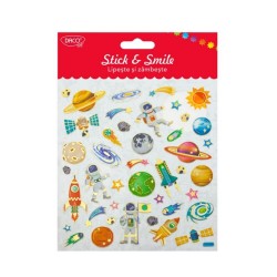 Abtibilduri DACO Lipeste si Zambeste, Model Cosmos, Multicolor, 40 Buc/Set, Abtibilde cu Planete, Autocolante cu Planete, Stickere Decorative, Stickere pentru Copii, Abtibilduri Copii, Abtibilduri pentru Mobila, Autocolante Decorative
