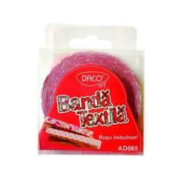 Banda Imbulinata Autoadeziva DACO, 1.5x400 cm, Rosu/Alb, Banda Adeziva, Banda Textila Decorativa, Benzi Decorative cu Adeziv, Banda Decorativa, Banda Decorativa cu Lipici, Panglica Adeziva cu Buline