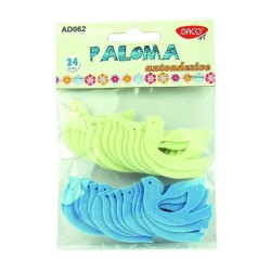Pasari Autoadezive DACO Paloma, 24 Buc/Set, 50 mm, Albastru/Alb, Pasari Decorative Adezive, Pasari Decorative, Figuri Adezive Ornamentale, Pasarele Decorative, Accesorii Craft, Accesorii Creatie, Forme Decorative Autoadezive, Pasari Decorative Autoadezive