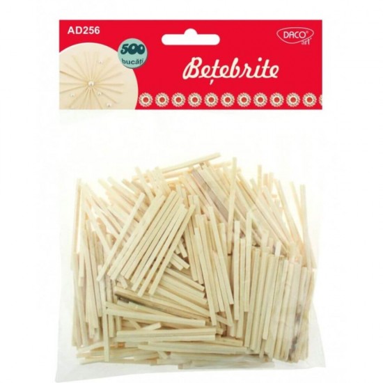 Betebrite DACO, 5 cm, 500 Buc/Set, Lemn, Natur, Accesorii Craft, Accesorii Creatie, Bete Mici, Bete de Lemn, Set Bete de Lemn, Bete Decorative, Bete pentru Lucru Manual, Betisoare, Betigase