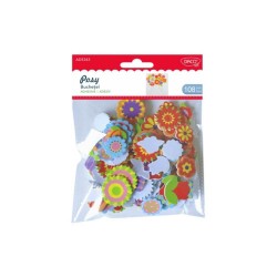 Forme Spuma Autoadeziva DACO,108 Buc/Set, Buchetel, Dimensiune Variabila, Multicolor, Flori din Spuma, Flori din Spuma pentru Decorat, Flori din Spuma Autoadeziva, Flori din Spuma Decorative, Flori din Spuma Autoadeziva Decorative