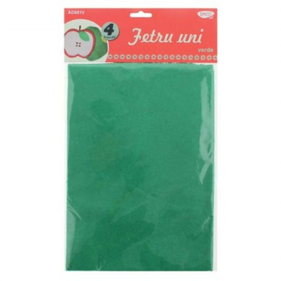 Fetru Uni Daco, A4, 4 Buc/Set, Culoare Verde, Accesorii Craft, Accesorii Creatie, Materiale Textile pentru Hand Made, Pasla, Fetru Verde, Pasla Verde, Material Pasla, Materiale Textile Craft