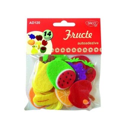 Forme Fetru Autoadeziv DACO, 14 Buc/Set, Fructe, Dimensiuni Variabile, Multicolor, Accesorii Craft, Accesorii Creatie, Fructe din Fetru, Fructe din Pasla, Fructe Autoadezive, Fructe din Fetru Autoadezive, Fructe din Pasla Autoadezive