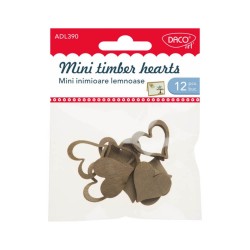 Mini Inimioare Lemnoase Daco, 12 Buc/Set, Natur, Forme din Lemn, Inimi Lemn, Inimi Lemn Daco, Inimi din Lemn, Inimi de Lemn Daco, Decoratiuni Casa, Decoratiuni Lemn pentru Casa, Accesorii Craft, Accesorii Craft din Lemn