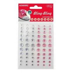 Diamante Adezive DACO, 66 Buc/Set, Roz/Alb, Plastic, Diamante Plastic, Diamante Decorative, Diamante Autoadezive Plastic, Pietricele Autoadezive Plastic, Strasuri Autoadezive, Accesorii Craft, Accesorii Creatie