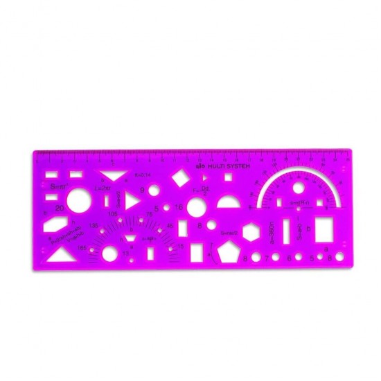 Sablon 25 cm Diverse Forme RIO, Trasarea Diferitelor Forme, Plastic, Mov, Sablon Diferite Forme, Sablon pentru Creare Forme Diverse, Sablon Gradat, Sablon Desen Tehnic, Sablon Desen pentru Copii