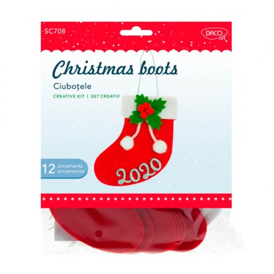 Set Creativ Ciubotele Daco, Rosu, Fetru, Set Creativ, Set Modelaj, Set Creativ in Forma de Ciubotele, Daco Accesorii, Set Cadou Daco, Set Creativ Cadou Daco, Set Proiect Lucru Manual, Accesorii Craft