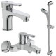 Set 5 Piese Alpha pentru Baie, Baterie cu Ventil pentru Lavoar, Baterie Cada si Dus cu Divertor, Bara Dus 600 mm, Para Dus 3 Functii 80 mm, Furtun Dus 1500 mm, Set Baie, Set pentru Baie, Set 5 Piese Baie, Set pentru Dus, Set Dus