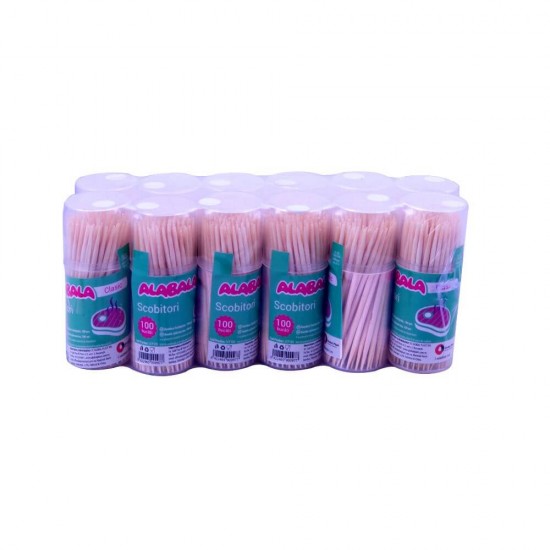 Set 12 Cutii Scobitori din Lemn, 2x66 mm, 100 Buc/Tub, Scobitori din Lemn, Scobitori pentru Petreceri, Scobitori pentru Aperitive, Scobitori Festive, Scobitori pentru Picnic