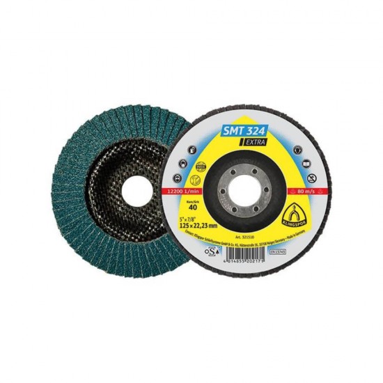 Disc Lamelar Klingspor SMT324 Extra GEW P40, Otel, 125x22.23 mm, Disc Lamelar Standard Otel, Disc pentru Polizorul Unghiular, Disc pentru Flex, Panza Flex pentru Otel, Discuri Lamelare Otel, Discuri pentru Polizoare Unghiulare