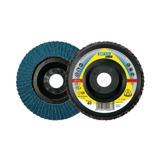 Disc Lamelar KLINGSPOR SMT 325 Extra GEW P40, 125x22 mm, pentru Otel, Discuri Lamelare, KLINGSPOR Discuri Lamelare, Discuri si Accesorii Polizoare, Materiale Abrazive