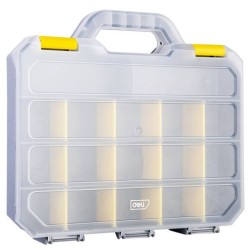 Cutie Medie Depozitare Scule Deli, Plastic, 315x280x60 mm, Compartimentare Interioara Flexibila, Cutie pentru Scule, Cutie de Scule, Cutie Depozitare Scule, Cutii Scule, Cutie pentru Unelte, Cutie de Unelte, Cutie Depozitare Unelte