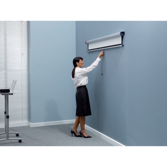 Ecran Proiectie Manual de Perete Nobo, Format 16:10, Diagonala 67.3 Inch, 906x1450 mm, Alb, Ecran de Proiectie, Ecrane Proiectie, Ecran Proiectare pentru Scoala, Ecran Proiectie Videoproiector, Ecran de Proiectie Nobo, Ecrane de Proiectie