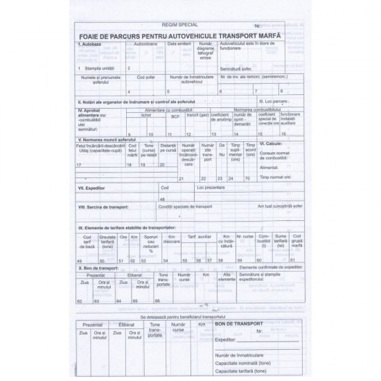 Foaie Parcurs Marfa A4, 100 File/Carnet - Formular Tipizat pentru Transport de Marfa
