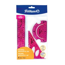 Set De Geometrie Flexibil Roz 3 Piese (rigla 30cm Raportor Echer)