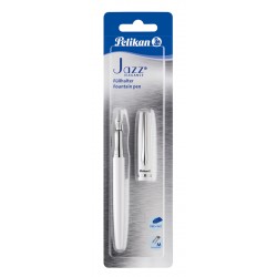Stilou Metal Jazz Elegance Alb, Penita M, Patron Inclus, Blister