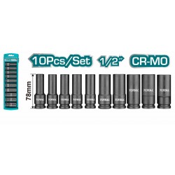 Total Set 10 Buc Tubulare Lungi De Impact 78mm Crm