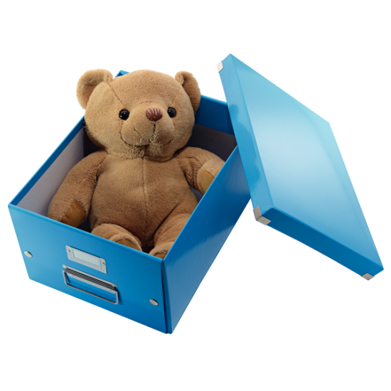 Cutie Depozitare Leitz Wow Click & Store, Carton Laminat, Medie, Albastru
