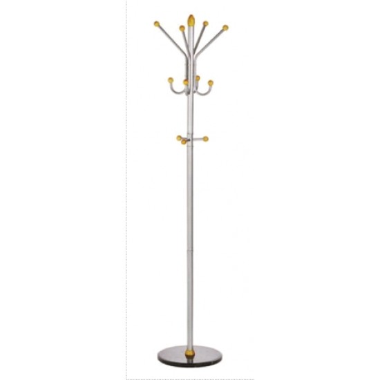 Cuier Metalic Argintiu Alco, 185/40cm, 11 Agatatori Metalice Cu Accesorii Din Lemn
