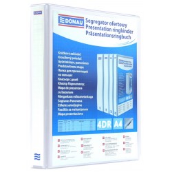 Caiet Mecanic Cu Buzunar, Plastifiat Pp, 4 Inele In "d", 30 Mm, Cotor 50mm, Donau - Alb