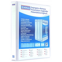 Caiet Mecanic Cu Buzunar, Plastifiat Pp, 4 Inele In "d", 40 Mm, Cotor 65mm, Donau - Alb