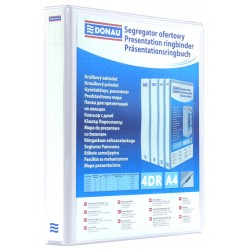 Caiet Mecanic Cu Buzunar, Plastifiat Pp, 4 Inele In "d", 50 Mm, Cotor 75mm, Donau - Alb